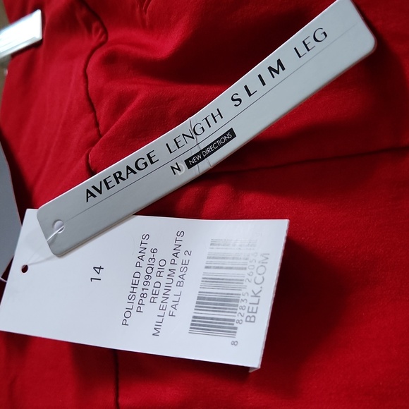 NWT, New Directions, Women's Red, slim leg pants. Size 14. - Picture 8 of 10